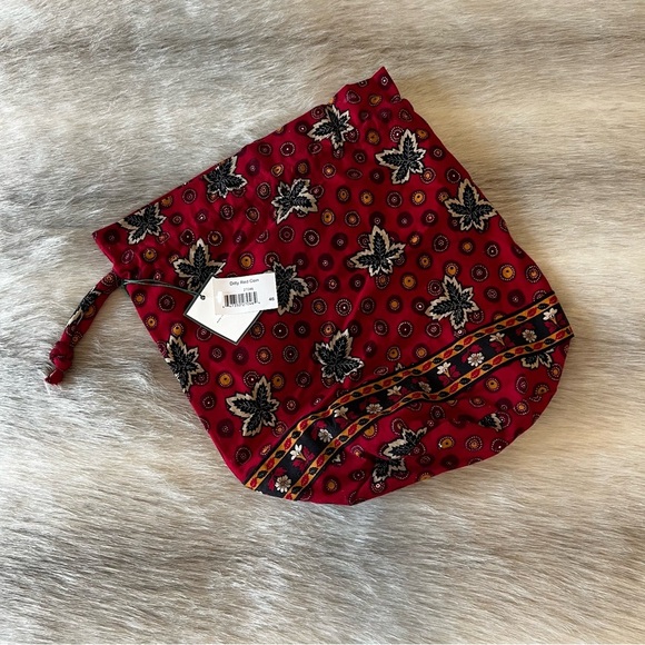 VINTAGE New VERA BRADLEY Red Coin 1999 Ditty Bag Leaves Green Drawstring Travel - Picture 10 of 14